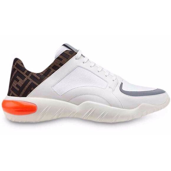 Fendi Mens White FF Technical Fabric Logo Sneaker Flat Trainer UK 8.5 US 9.5 - Picture 1 of 11